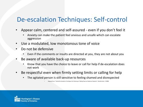 De-escalation Strategies for Crisis Situations