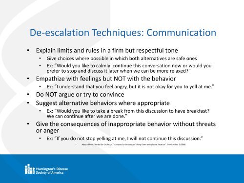 De-escalation Strategies for Crisis Situations