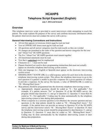 HCAHPS Telephone Script Expanded (English)