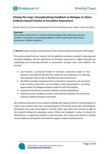 10. Briefing Paper Template - Higher Education Academy