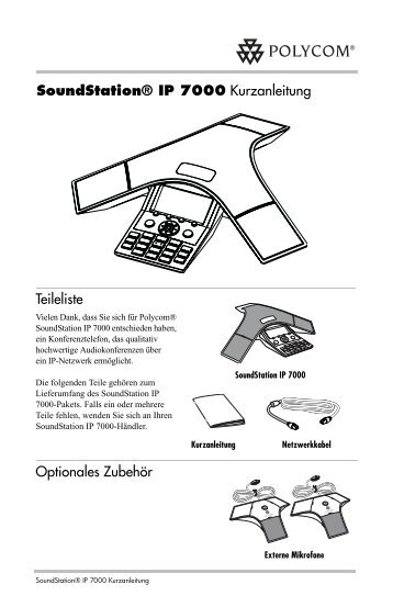 SoundStation IP 7000 Quick Start Guide - Polycom