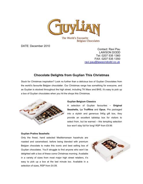 Chocolate Delights from Guylian This Christmas