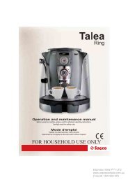 Saeco Talea Ring user manual - Espresso Italia