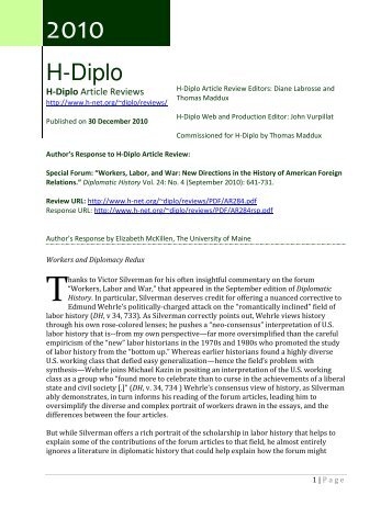 Author's Response to H-Diplo Article Review - H-Net