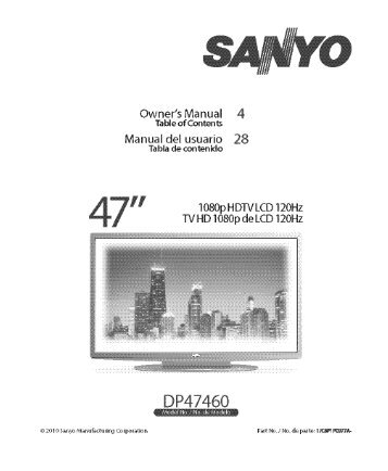on-screen menu operation - Sanyo