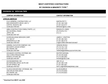 mdot-certified contractors by division & minority type