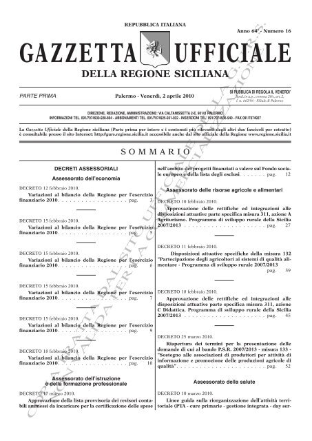 N. 16-Venerdì 02 Aprile 2010 (PDF) - Gazzetta Ufficiale della ...