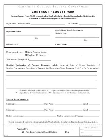 Student Contract Request Form