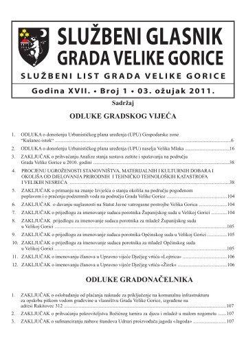 Slu?beni glasnik 1/2011 - Grad Velika Gorica