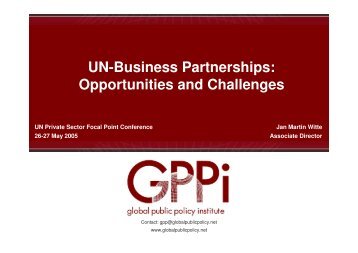 UN-Business Partnerships: Opportunities and Challenges