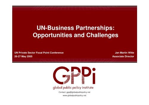 UN-Business Partnerships: Opportunities and Challenges