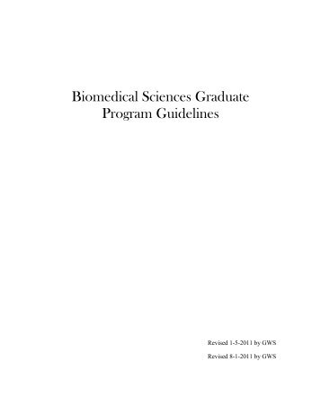Biomedical Sciences Graduate Program Guidelines