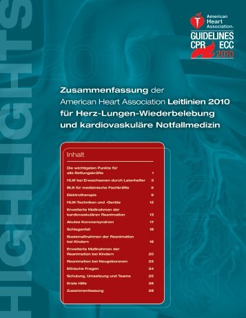 Zusammenfassung der American Heart Association Leitlinien 2010 ...