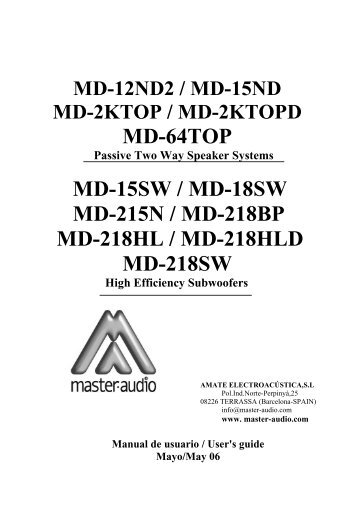 MD-64TOP MD-15SW / MD-18SW MD-215N / MD ... - Master audio