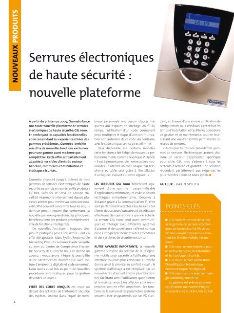 Serrures électroniques : nouvelle gamme - Gunnebo