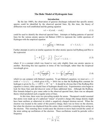 The Bohr Model of Hydrogenic Ions