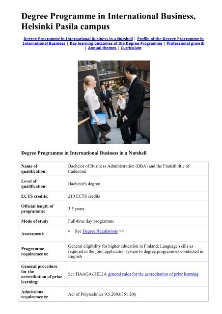 International Business Degree >> Degree Programme In International Business Helsinki Pasila International Business Degree >> Degree Programme In International Business Helsinki Pasila