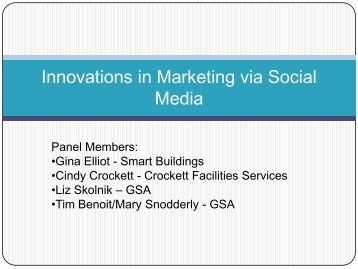 Innovations In Marketing Via Social Media - GSA