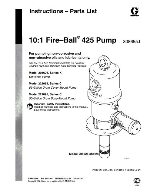 308655J - 10:1 Fire-Ball 425 Pump - US English - Graco Inc.