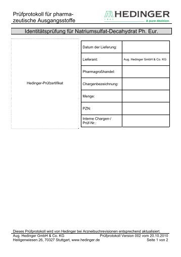 Natriumsulfat-Decahydrat Ph. Eur. - Hedinger