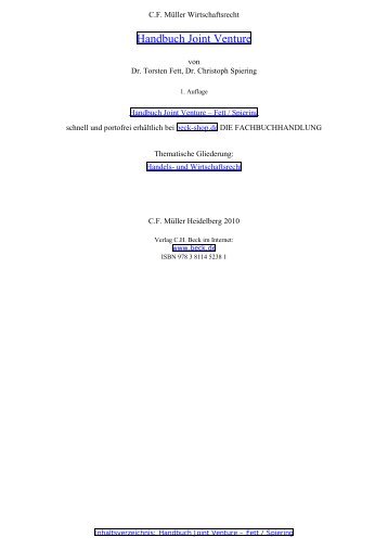 Handbuch Joint Venture - Fett / Spiering, Readingsample