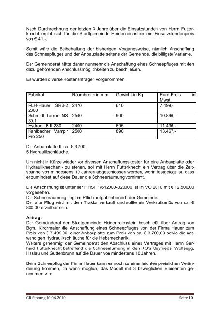 Gemeinderatssitzung 2010-06 (236 KB) - .PDF - Heidenreichstein