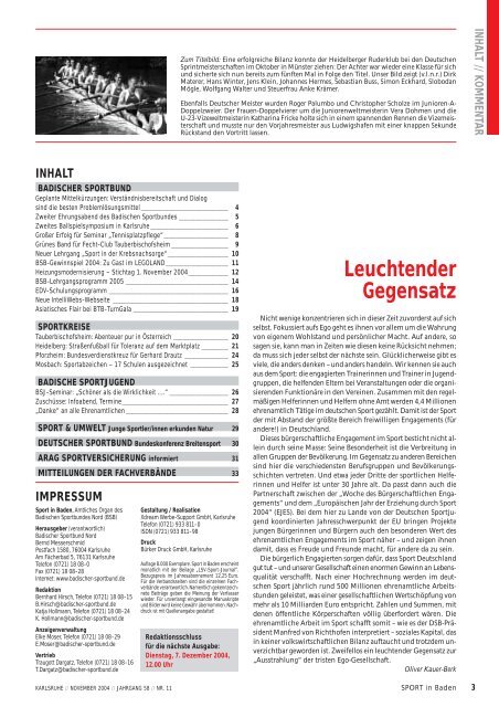 Download des Sport in Baden 11/04 - Badischer Sportbund Nord ev