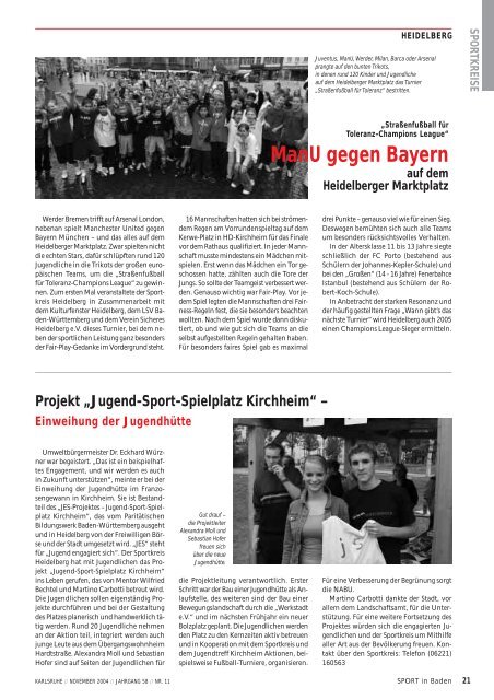 Download des Sport in Baden 11/04 - Badischer Sportbund Nord ev