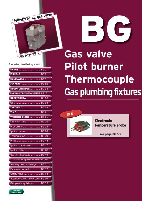 Gas valv e • Pilot burner • T hermocouple • Heating accessories gas