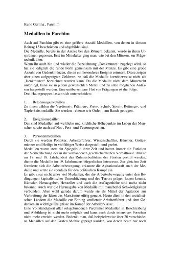 Kuno Gerling: Medaillen in Parchim - Heimatbund Parchim e.V.