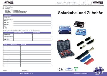 Solarkabel und ZubehÃ¶r - Heiniger Kabel AG