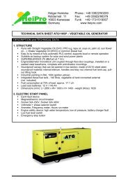 technical data sheet atg016sp â vegetable oil generator - HeiPro