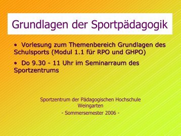 Grundlagen der Sportpädagogik