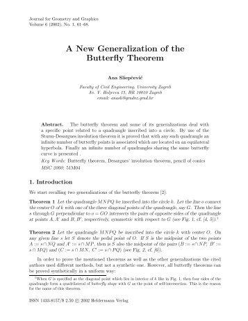 A New Generalization of the Butterfly Theorem - Heldermann-Verlag