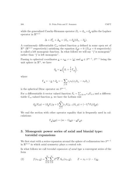 Some Power Series Expansions for Monogenic Functions in