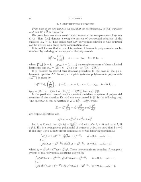 COMPLETENESS THEOREMS FOR ELLIPTIC EQUATIONS OF ...