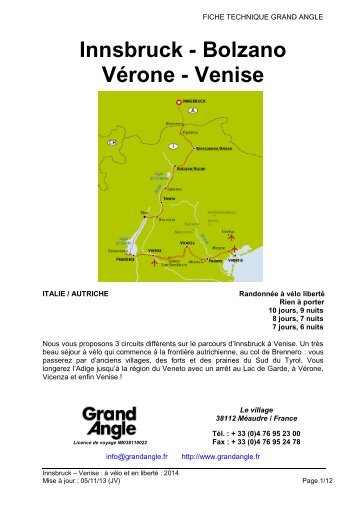Innsbruck - Bolzano Vérone - Venise - Grand angle