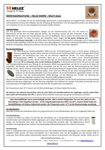 MONTAGEANLEITUNG – HELUZ KAMIN – MULTI (Gas)