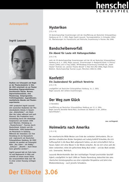 Der Eilbote 3.06 - henschel SCHAUSPIEL Theaterverlag Berlin GmbH