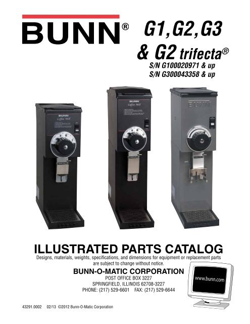 G1 G2 G3 G2 Trifecta Parts Manual Bunn