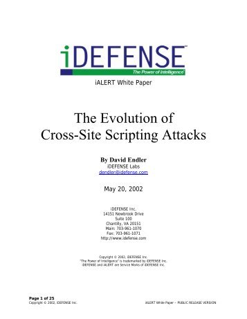 Evolution of Cross-Site Scripting Attacks - CGISecurity