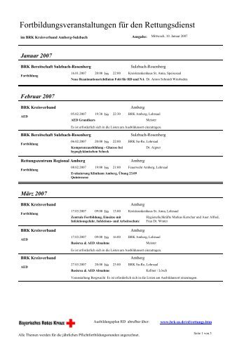 Fortbildungsplan RD - BRK Kreisverband Amberg-Sulzbach