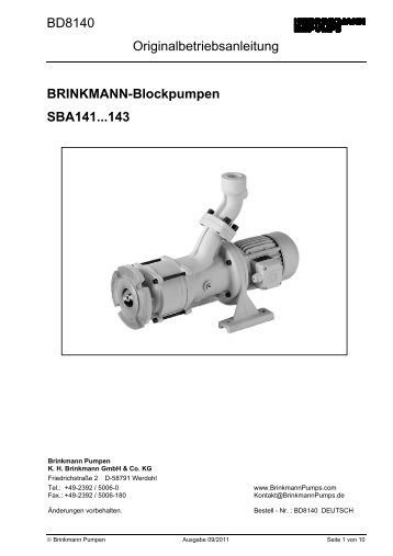 Brinkmann-Blockpumpen SBA141...143 - Brinkmann Pumps