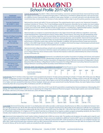 School Profile 2011-2012 - Hammond School