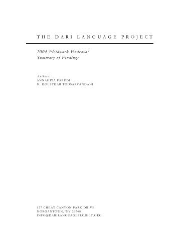 the Dari Language Project's - Linguistics