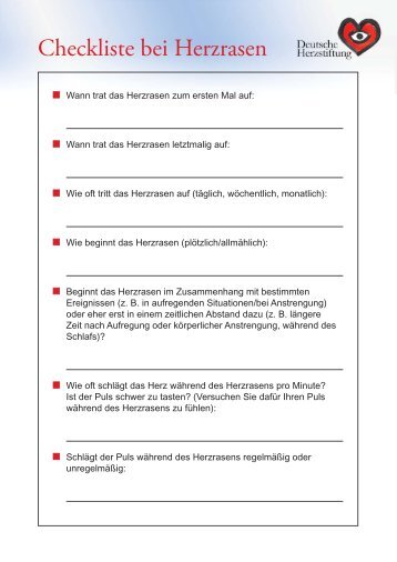 Checkliste bei Herzrasen