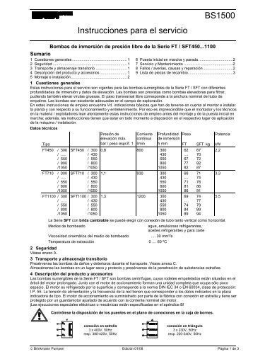 Bombas de inmersión de presión libre de la ... - Brinkmann Pumps