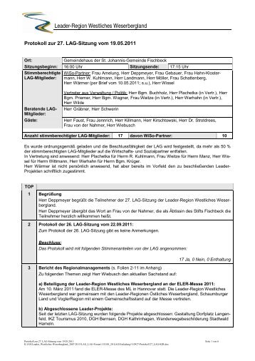 Protokoll zur 27. LAG-Sitzung - Stadt Hessisch Oldendorf