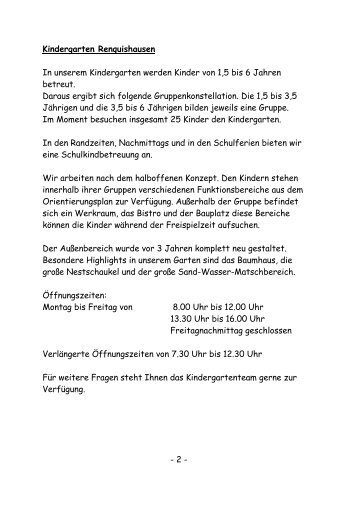 Kindergarten Renquishausen In unserem ... - Heuberg aktiv