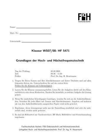 Klausur WS07/08 - Ing. H. Heuermann